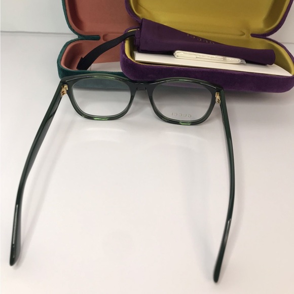 Authentic new Gucci GG0004ON 011 Translucent Green Square Men's Eyeglasses - Picture 2 of 8